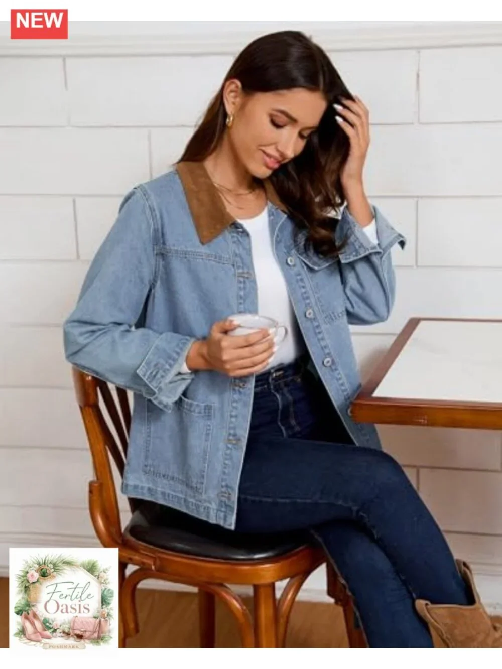 Women's Denim Barn Jacket Cotton Blend Button Down Oversized Casual